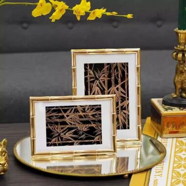 Custom bamboo-style minimalist luxury metal picture frame décor