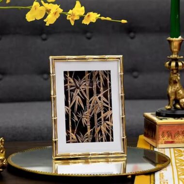Custom bamboo-style minimalist luxury metal picture frame décor