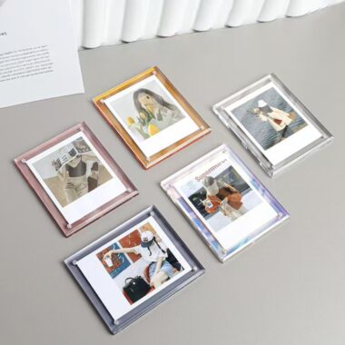 Clear transparent acrylic frame for clean tabletop display