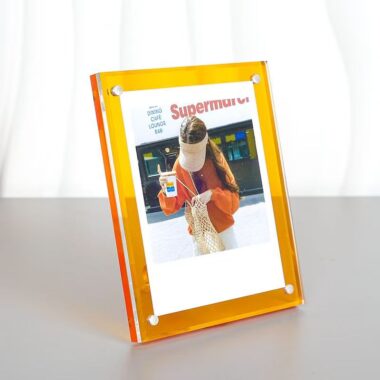 Clear transparent acrylic frame for clean tabletop display