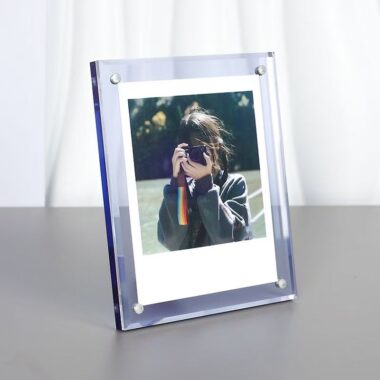 Clear transparent acrylic frame for clean tabletop display