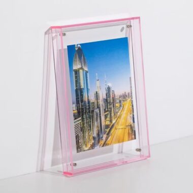Custom transparent color acrylic frame for desktop and wall use