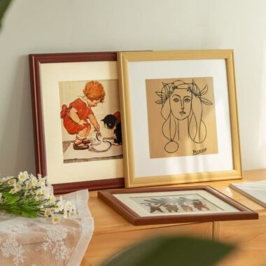 Custom square wood wall-mounted frame for home décor display