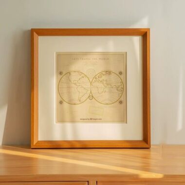 Custom square wood wall-mounted frame for home décor display