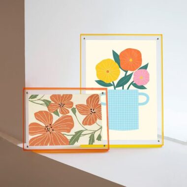 Custom transparent colored acrylic frame for modern display