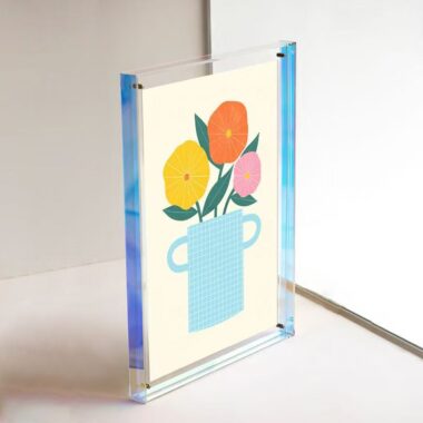 Custom transparent colored acrylic frame for modern display