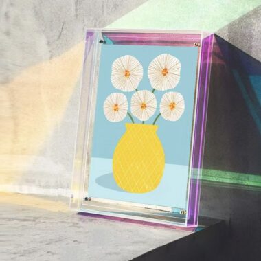 Custom transparent colored acrylic frame for modern display