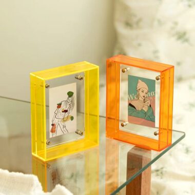 Custom transparent colored acrylic frame for creative display