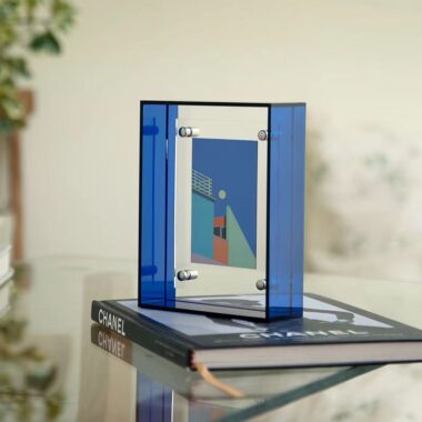 Custom transparent colored acrylic frame for creative display