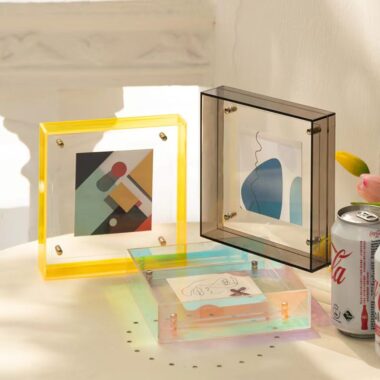 Custom transparent colored acrylic frame for creative display