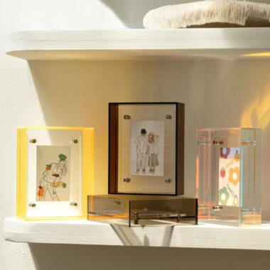 Custom transparent colored acrylic frame for creative display