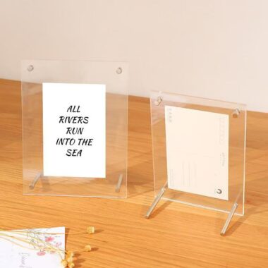 Double-sided transparent acrylic frame for wall and desktop display