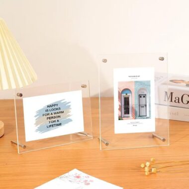 Double-sided transparent acrylic frame for wall and desktop display