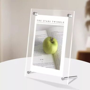 Double-sided transparent acrylic frame for wall and desktop display