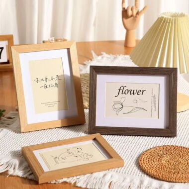 Indoor solid wood picture frame for desktop and wall display