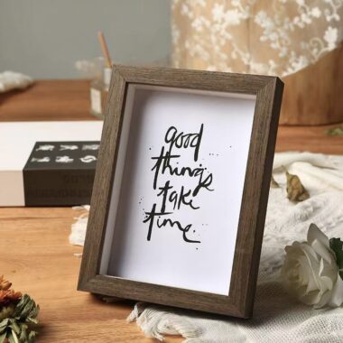 Indoor solid wood picture frame for desktop and wall display