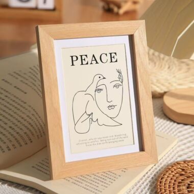 Indoor solid wood picture frame for desktop and wall display