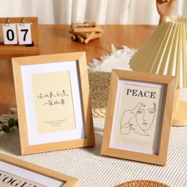 Indoor solid wood picture frame for desktop and wall display