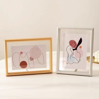 Luxury double-sided transparent metal frame for wall and desktop