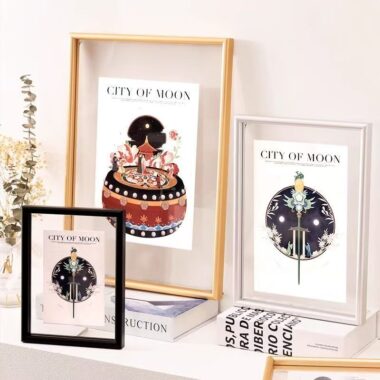 Luxury double-sided transparent metal frame for wall and desktop