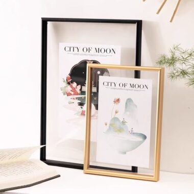 Luxury double-sided transparent metal frame for wall and desktop