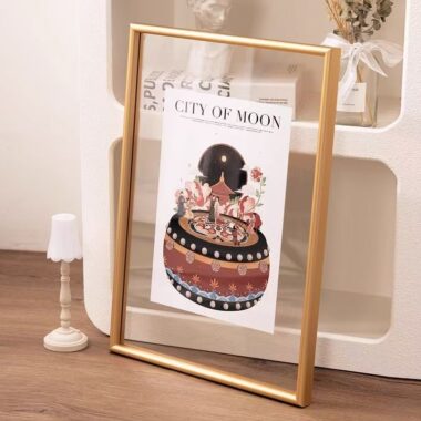 Luxury double-sided transparent metal frame for wall and desktop