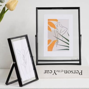 Modern double-sided transparent metal frame for luxury display