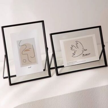 Modern double-sided transparent metal frame for luxury display