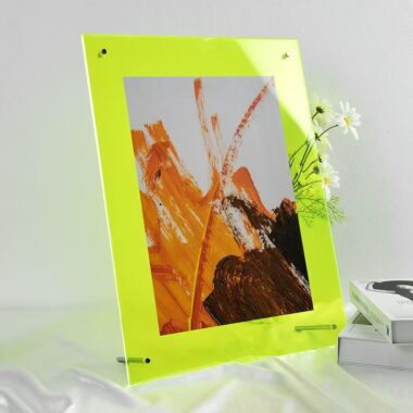 Stylish colored transparent acrylic tabletop standing frame
