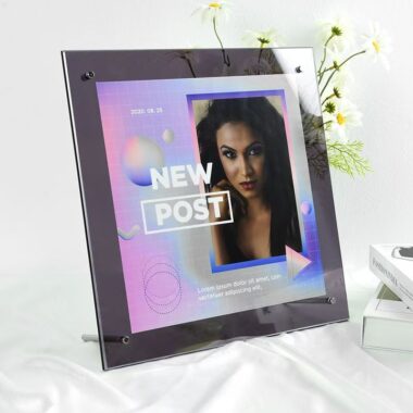 Stylish colored transparent acrylic tabletop standing frame