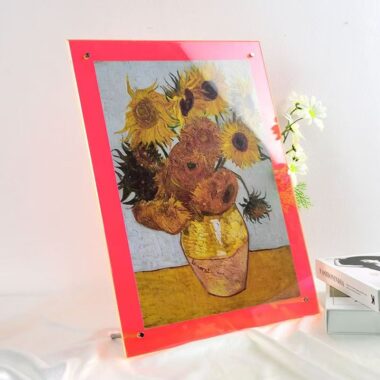 Stylish colored transparent acrylic tabletop standing frame