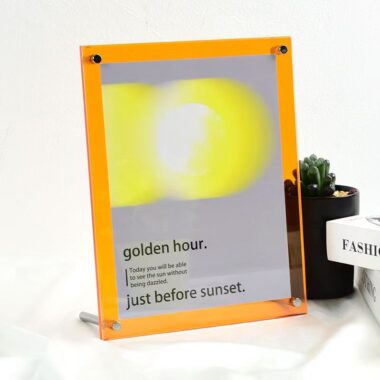 Stylish colored transparent acrylic tabletop standing frame