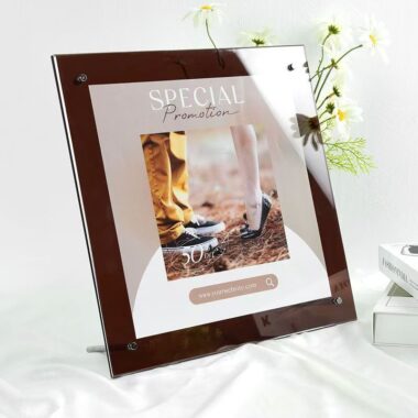 Stylish colored transparent acrylic tabletop standing frame