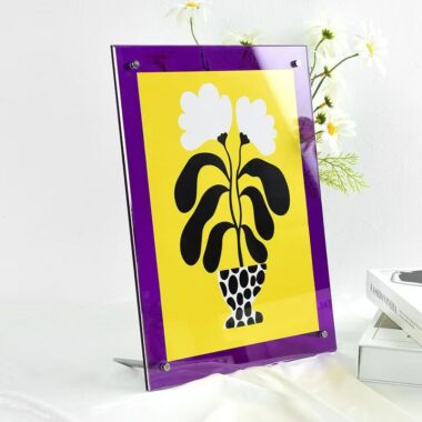 Stylish colored transparent acrylic tabletop standing frame