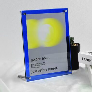 Stylish colored transparent acrylic tabletop standing frame