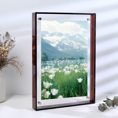 Clear acrylic desktop picture frame for photo and signage display