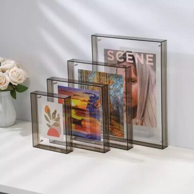 Clear acrylic desktop picture frame for photo and signage display