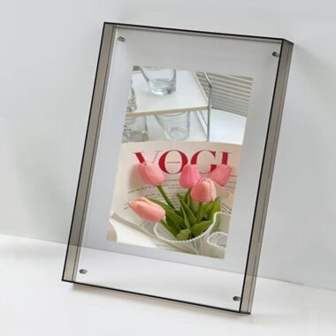 Clear acrylic desktop picture frame for photo and signage display