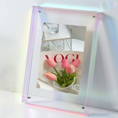 Clear acrylic desktop picture frame for photo and signage display