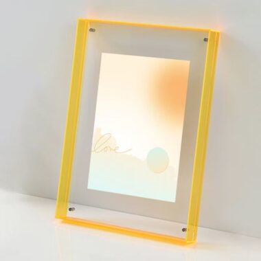 Clear acrylic desktop picture frame for photo and signage display