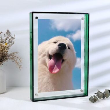 Clear acrylic desktop picture frame for photo and signage display
