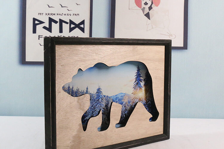 Fashion wooden bear ornament photo frame (3)