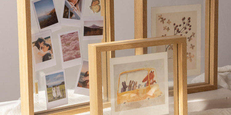 Custom double-sided transparent wood picture frame with modern design