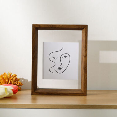 Custom double-sided transparent wood picture frame with modern design