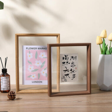 Custom double-sided transparent wood picture frame with modern design