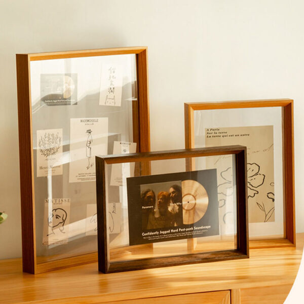 Modern stylish double transparent wood picture frame with factory direct quality