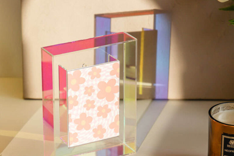 Modern Freestanding Acrylic Photo Frame for Desk or Table (4) Custom Color Desktop Acrylic Picture Frame Freestanding