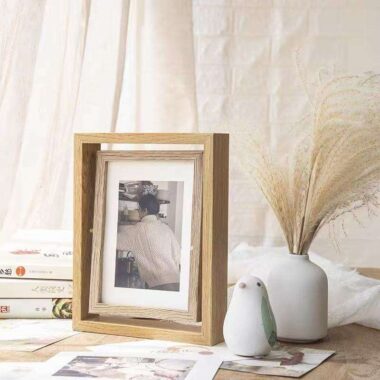 Custom rotating minimalist wooden picture frame with modern design