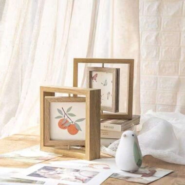 Custom rotating minimalist wooden picture frame with modern design