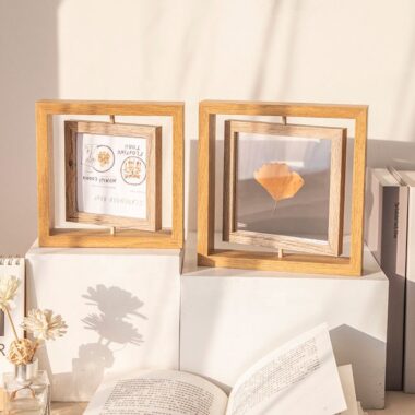 Custom rotating minimalist wooden picture frame with modern design